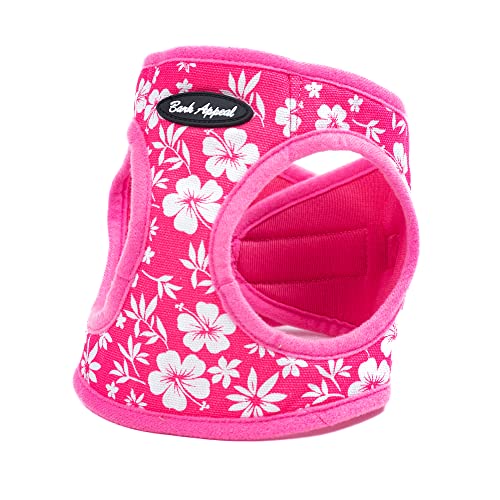 Bark Appeal Step-In Dog Harness, Mesh Step In Dog Vest Harness For Small & Medium Dogs, Non-Choking With Adjustable Heavy-Duty Buckle For Safe, Secure Fit – (Medium, Pink Hibiscus) #TOP13