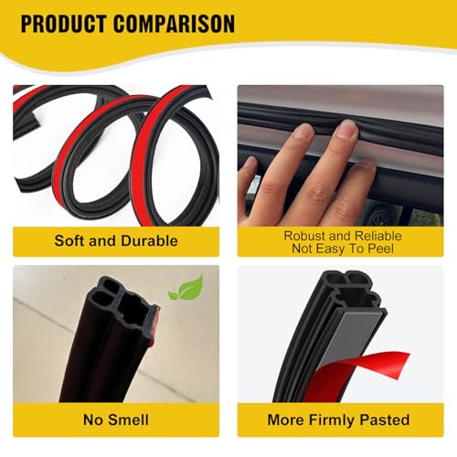 Image of 52.5Ft Car Door Seal Strip Car Weather Stripping Double Layer Shape Self Adhesive Rubber Auto Door Soundproofing Weatherstrip for Car Door,Truck, SUV
