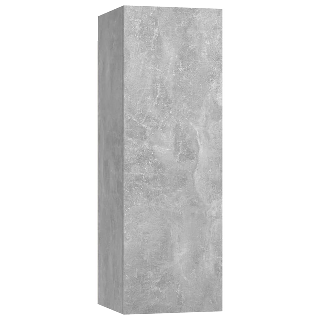 5-TLG. TV-Schrank-Set, Betongrau Holzwerkstoff, Wandmontage, Modernes Media-Center für Wohnzimmer, Schlafzimmer, Stauraum, 30-90 cm Breite
