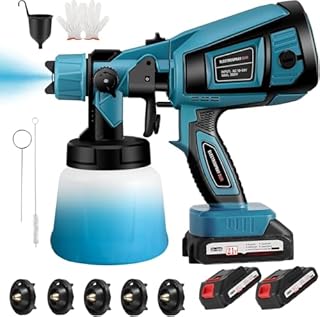Cordless Paint Sprayer, Paint Sprayers with 21V Battery, Fence Paint Sprayer with 3 Spray Patterns, Handheld Paint Gun with 2x3000mAh Batteries & Charger for Fence, Walls, Ceilings, Home Painting