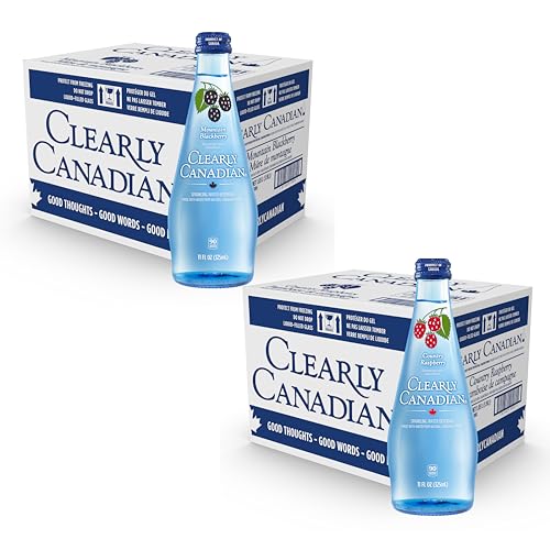 Clearly Canadian Mountain Berry Bundle, Mountain Blackberry & Raspberries Come Together For A Sweet & Fresh Berry Explosion, 24 Bottles (325mL Each)