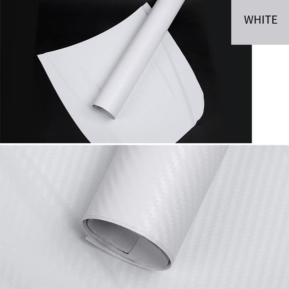 NewL Pellicola adesiva in 3D in fibra di carbonio, con rilascio d'aria, senza bolle, strumenti di montaggio inclusi (30 x 152 cm), colore: Bianco - 2