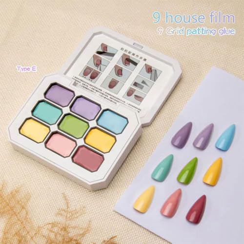 Image of THR3E STROKES Solid Cream GelPolish Set, 9 Colors Pudding Gel Nail Polish Palette with Nail Brush, Nude Pink Orange Red Solid Gel Polish Nail Art Kit Soak Off Portable Gift for Girls /Friend DIY Home (E)