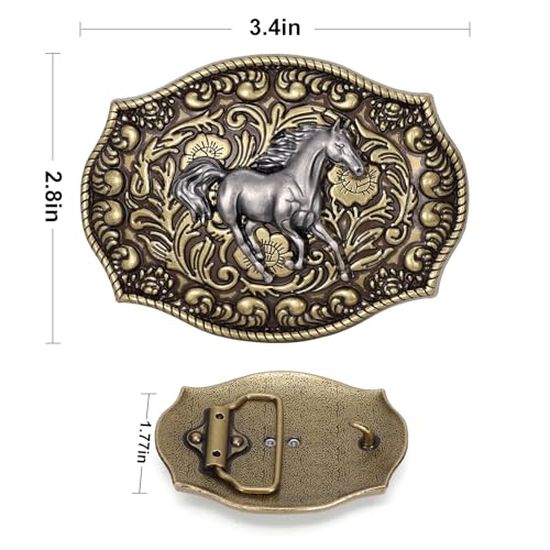 Image of Western Cowboy Belt Buckle for Men Vintage Cowboy Cowgirl Rodeo Texas Buckle Longhorn Bull Belt Buckles