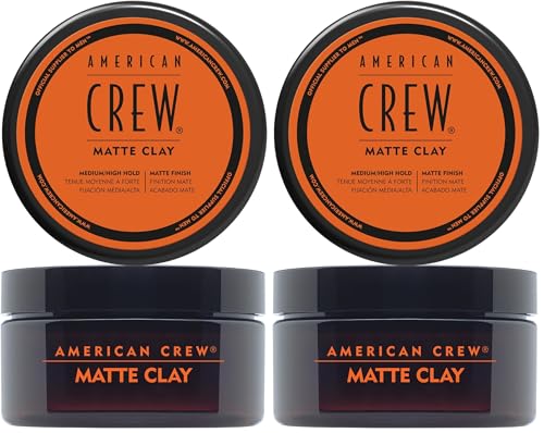 American Crew Matte Clay, Cera Mate Pelo Hombre Fijación Media-Alta, Cera con Acabado Mate, Moldeador Pelo con Arcilla y Fijador Pelo en Pasta, 85g (Paquete de 2)