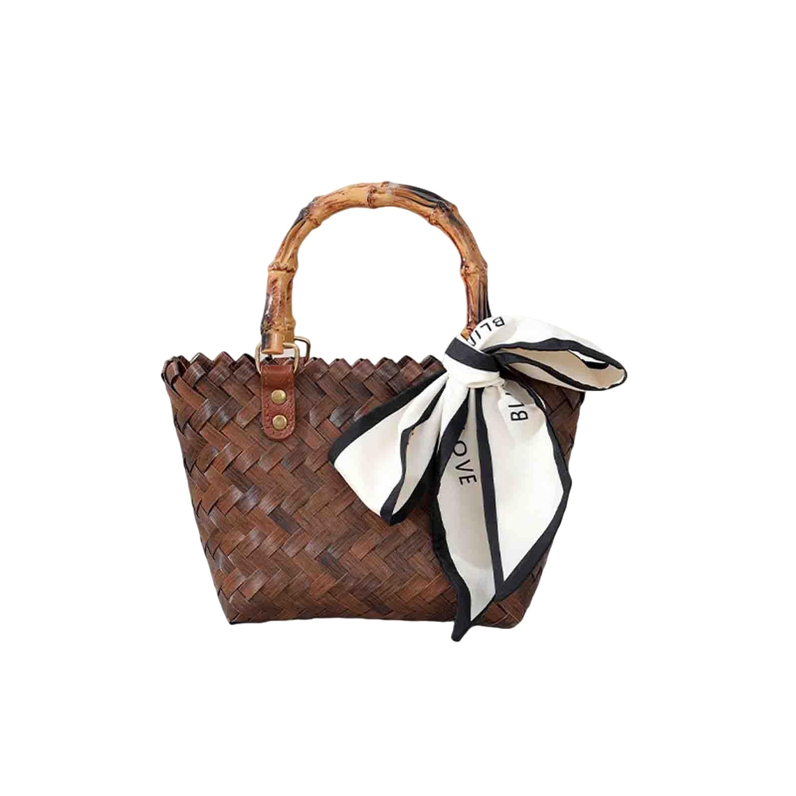 Women's handbag beach bag retro woven bamboo joint handbag beach bag hook woven bag