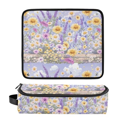 Bolsa de Viaje para Herramientas de Cabello Colorful Flowers Garden con Tapete Resistente al Calor Impermeable para Plancha y Rizador miniatura 3