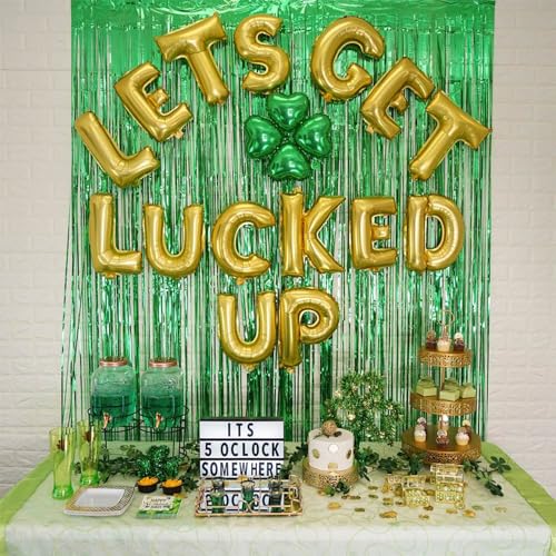 Image of 5 Pack Green Fringe Backdrop 3.2ft x 8.2ft Foil Curtain Tinsel Fringe Curtains Backdrop Streamers for Birthday Party Decoration Wedding Christmas Decoration