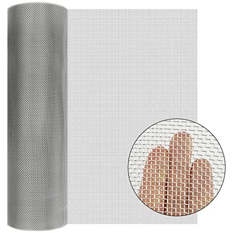 LABALPHA 8 Mesh Stainless Steel Screen, 304 Stainless Steel Screen Heavy Duty 19.6inch x 8ft (50cm x 244cm), Wire Diameter 0.6mm, Hard and Heat Resisting Cover