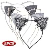 5 stuks kattenoren haarband kant kattenoren dames haarband met oren zwart strass zilver kat oren hoofdbanden kattenoren…