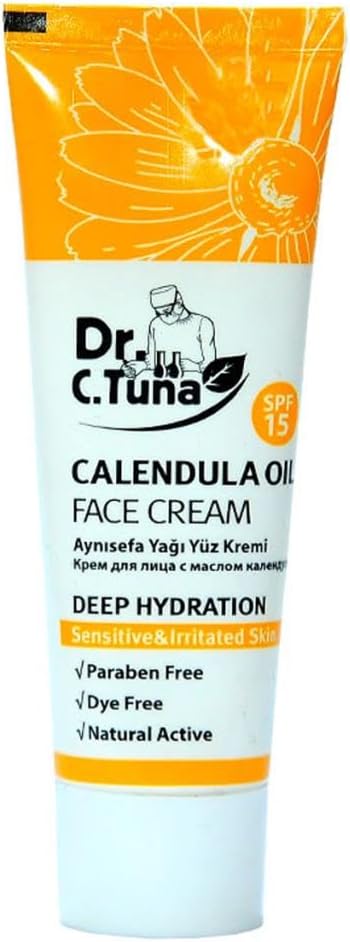 FARMASi Dr. C. Tuna Calendula Oil Face Cream, Deep Hydration and Soothing for Acne, Rashes, Burns, Scrapes and Wounds, Reduces Redness & Irritation, Youthful & Healthy Looking Skin, 1.7 fl. Oz