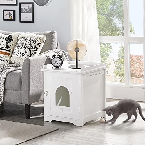 Yaheetech Cat Litter Box Furniture Enclosure, Wooden Cat Litter