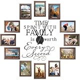 Briwooody Family Photo Clock Frame Wall Decor for Living Room, Family Picture Frame Clock Wall Art, Mother's Day Gifts, Mom Birthday Gifts, Room Decor(5 x 7 Inch,Brown)