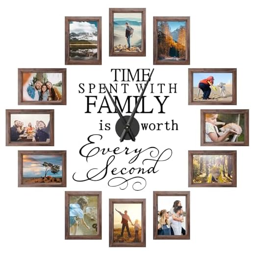 3D Large Family Picture Frames Collage Wall Decor, Picture Frame Collage DIY Clock Photo Frame Family Quote Wall Stickers Kit for Home Living Room Bedroom(5 x 7 Inch,Brown)