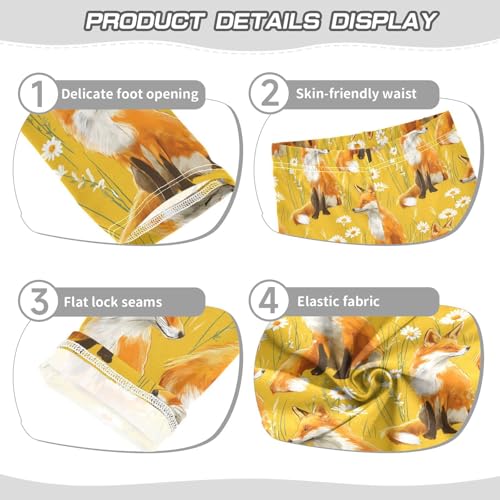 Daisy Fox Yellow Design Girls Leggings Soft Stretch Workout Yoga Dance Pants for Kids Casual Tights3