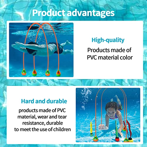 Tauchspielzeug für Kinder, 2 Tauchringe für Unterwasser, Wasserspielzeug Outdoor Schwimmbad Spielzeug, Poolparty Geschenk für Kinder Jungen Mädchen(2.5M)