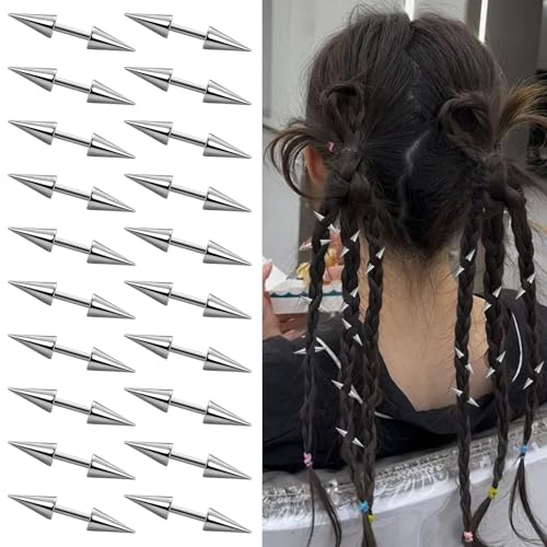 20Pcs Goth Hair Clips for Women Punk Spiked Metal Accessories for Goth Emo Styles Edgy Hair Jewelry for Women & Men Great for Braids Buns & Alternative Fashion Gift Idea