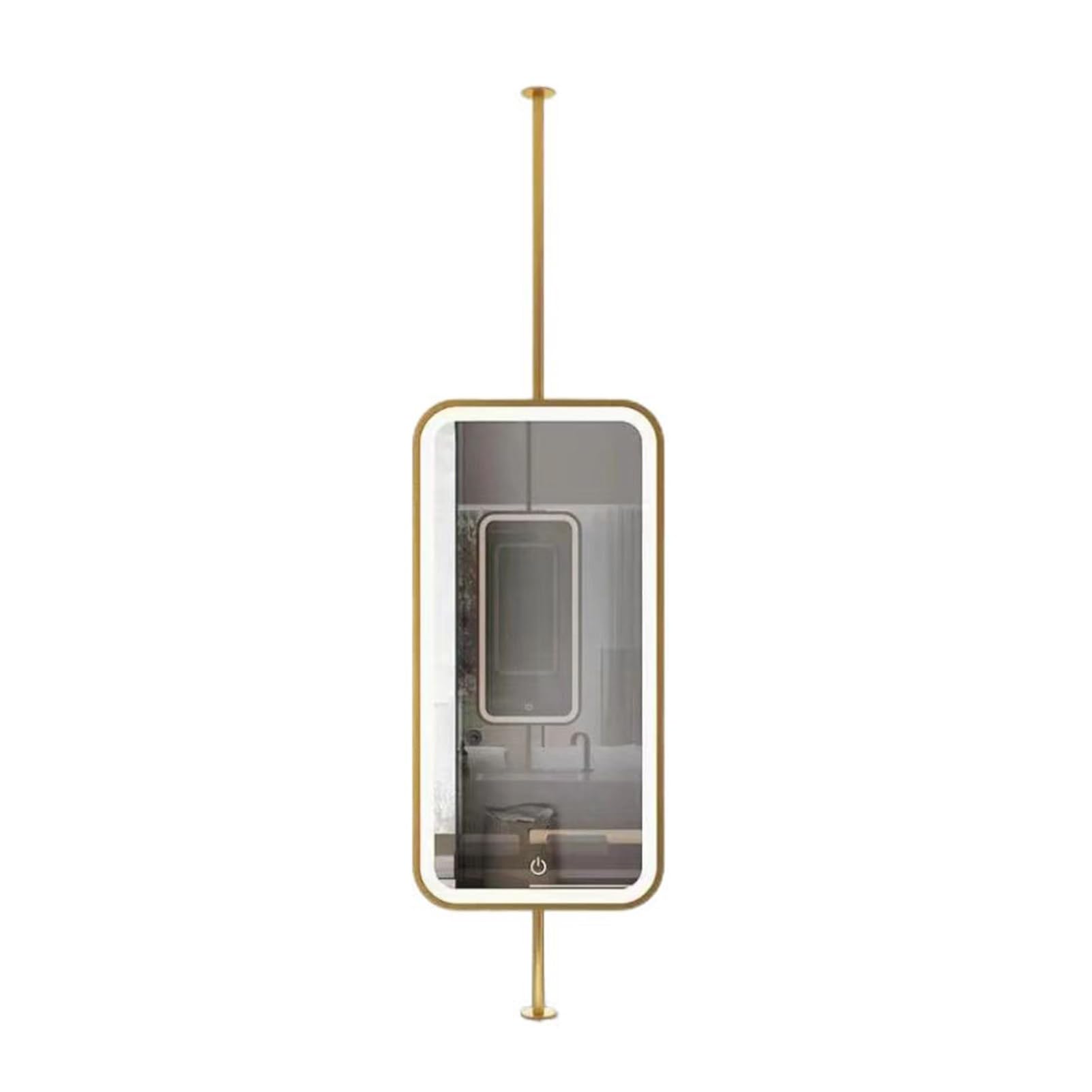 FGXHHS LED Lighting Floating Square Vanity Mirror, Suitable For Home Or Hotel, Decorative Simple Glass Clear And Practical(Gold,50x80cm)