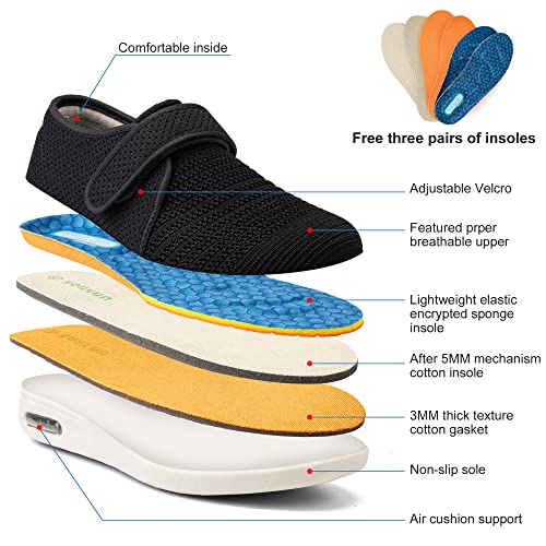 youyun Women's Diabetic Shoes Width X-Wide Shoe for Elderly Women Adjustable Closure Breathable Lightweight Non Slip for Swollen Feet Edema Widening Walking Shoes3