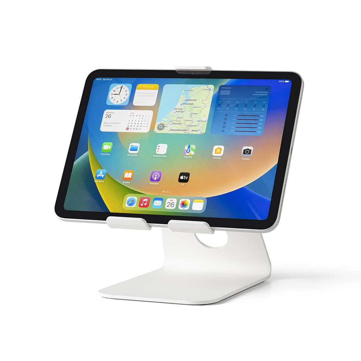 Supporto per Tablet da Scrivania Supporto Universale per iPad & Tablet da 8–13 Pollici – Stand in Metallo Robusto per Ufficio, Cucina & Smart Working – Bianco