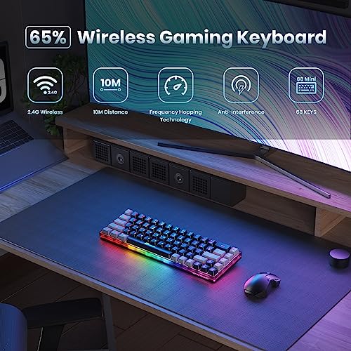 Geodmaer 65% Wireless Gaming Keyboard, Rechargeable Backlit Gaming Keyboard, 68 Keys Ultra-Compact Anti-Ghosting No-Conflict Wireless Keyboard For Pc Laptop Ps5 Ps4 Xbox One Mac Gamer thumb #1