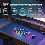 65% Wireless Gaming Keyboard, Rechargeable Backlit Gaming Keyboard, 68 Keys Ultra-Compact Anti-ghosting No-Conflict Wireless Keyboard for PC Laptop Windows Gamer(Black-Grey) - Image 2