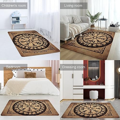 Tapis de salon Viking Vegvisir gris 100x150cm en molleton lavable