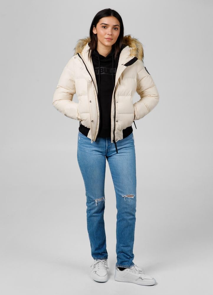 PITBULL - Winterjacke Damen mit Kapuze Azalea, Jacke Damen mit Reißverschluss, Bequeme Seitliche Taschen, Damen Wintersteppjacke, Perfekt für Winter