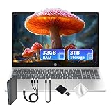 HP 15.6' HD Laptop, Intel i5-1334U, 32GB RAM, 3TB Storage (2TB SSD+1TB Docking Station Set), Intel UHD Graphics, Copilot, Full Size Keyboard, Wi-Fi 6, HD Camera, Windows 11 Home, Silver