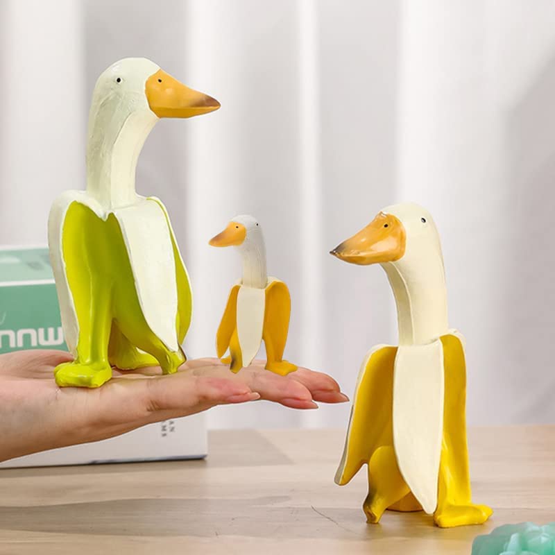 CURTEK 4 Pcs Banana Duck Garden Decor Statues Personalized Duck Sculpture Ornaments Creative Resin Banana Duck Garden Art,for Home Garden Lawn Patio Office Outdoor Decor (Yellow) (XJNGBL4YZ) - Image 3