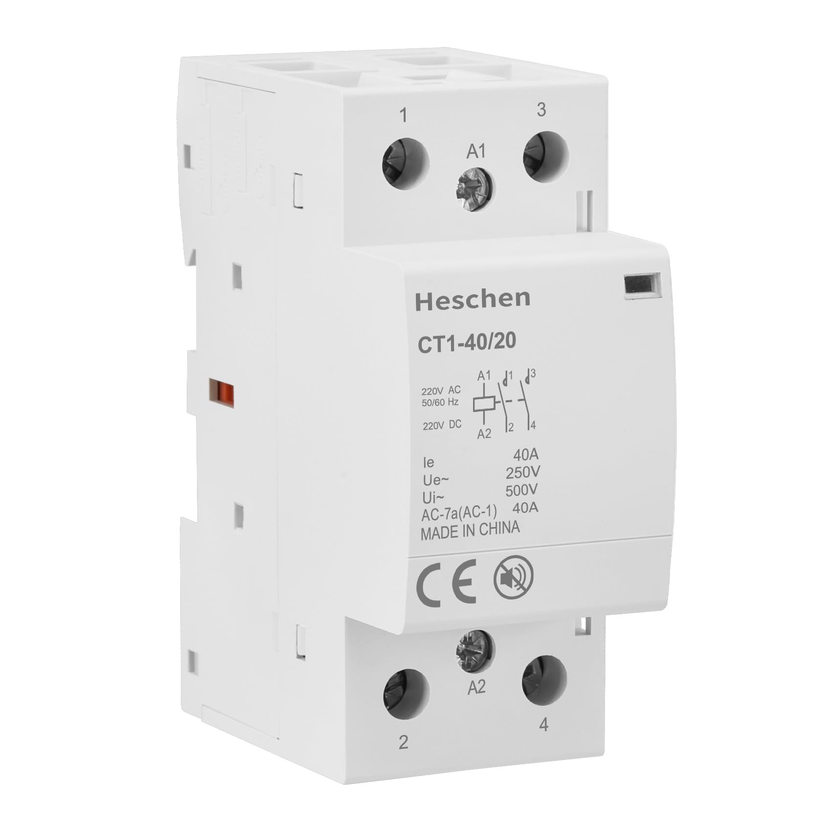 Heschen Haushalts-Schütz CT1-20M/20 – 20A, 2 Schließer, 220V AC, DIN-Schiene Mit Manueller Steuerung
