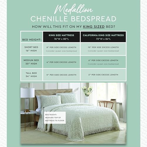 Image of Beatrice Home Fashions Medallion King Cotton Chenille Bedspread, White