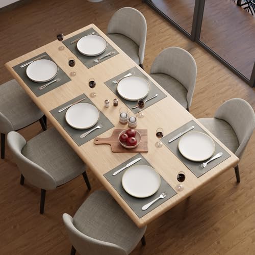 Image of Encasa XO Leather Dining Table Mats Set of 6 | Water Repellent & Heat Resistant Dining Table Mats | Washable & Easy to Clean Placemats for Kitchen Decor - 42x30 cm (Grey)