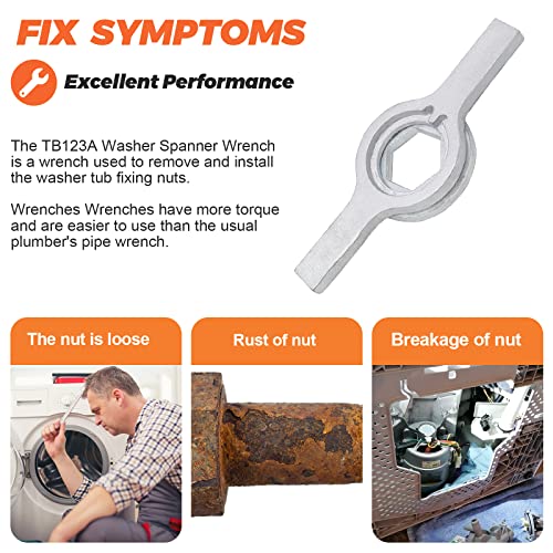 Beaquicy 【WRENCH UPGRADED】 TB123A Washer Spanner Wrench Fit for GE Whirlpool Washer - 1-11/16 Inch Washer Tub Nut Spanner Wrench Replaces TB123A TB123B ERTB123A AP6832671 AP4503397 - Image 3