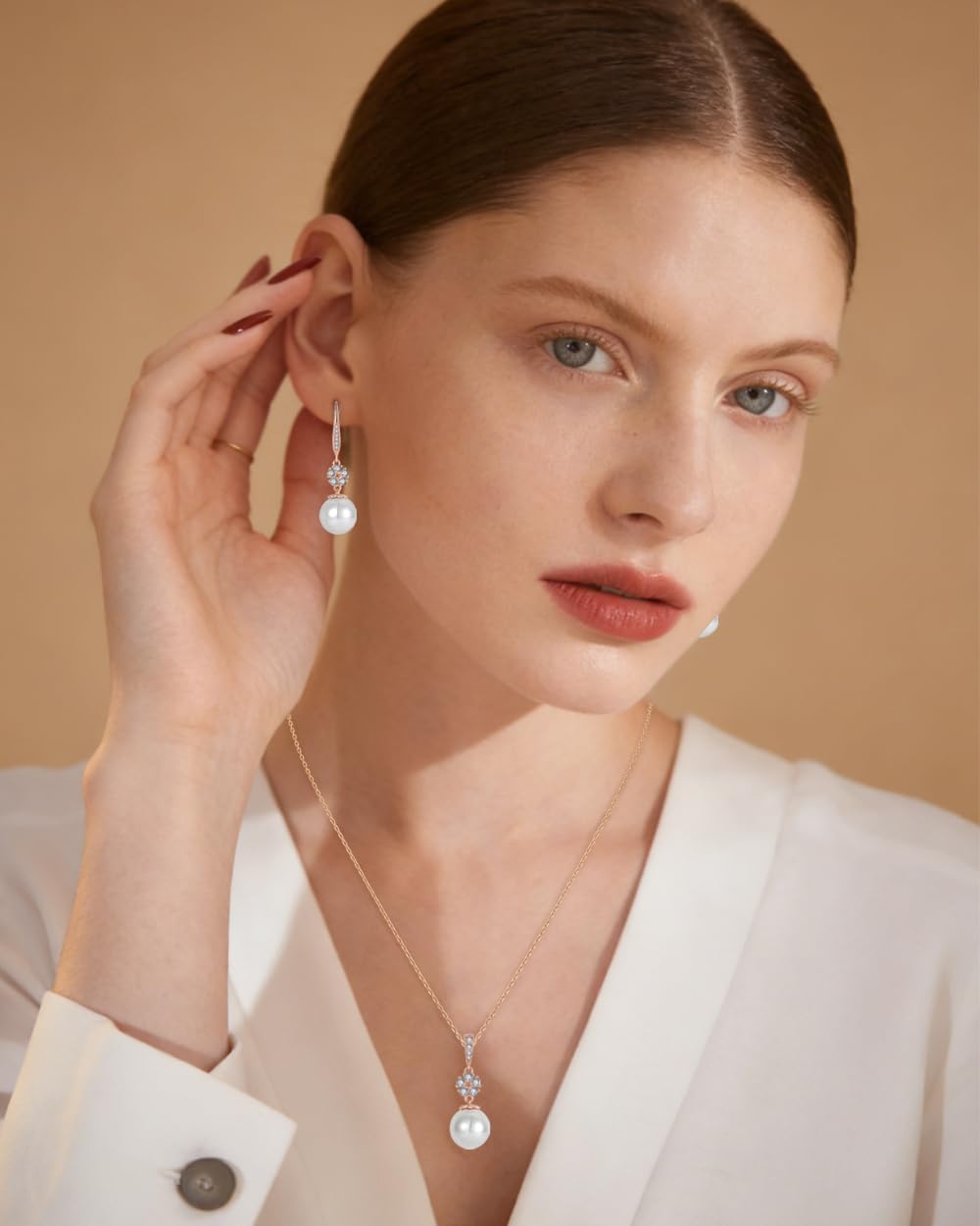 Women 925 Sterling Silver Pearl Teardrop Leverback/Stud Dangle Drop Earrings with 5A Cubic Zirconia for Her Mom Mother Wife Grandma Jewelry - Image 3