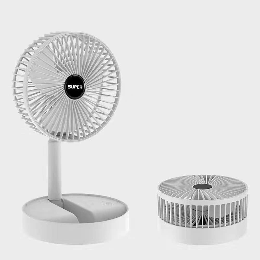USB Small Desk Fan Foldable Design Desktop Fans Quiet Longer Use 3 Speeds Strong Airflow (White)
