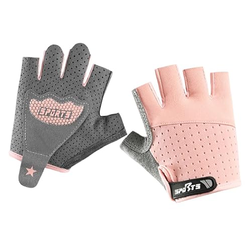 OVOY Kids Cycling Mesh Gloves Girls Fingerless Non-Slip Breathable Adjustable Sports Gloves for Kids Boys Girls 3-14 Years