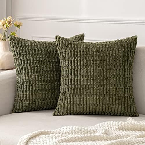 NIULAA Beige Cushion Covers 45 X 45 Striped Corduroy Cushion Cover