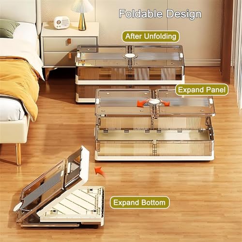 Cajas de almacenamiento bajo cama con ruedas y organizadores plegables de gran capacidad para ropa 4