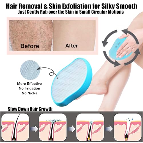 Image of Crystal Hair Eraser Glass Hair Removal Hair Remover(Ocean Blue) | Epilator Premium Painless Nano Exfoliation for Women,Natural Gentle and Efficient Shaver Trimmer on Leg Arm