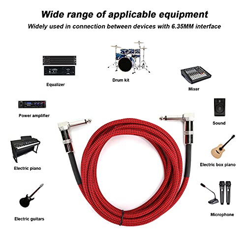 Hilitand Guitar Cable - 6.35MM Male Head Audio Guitar Cable 10ft Electric Guitar Amplifier Cord - Right Angle to Right Angle 1/4 Inch Instrument Cable Guitar Amp Cable(red) by Hilitand - Image 2