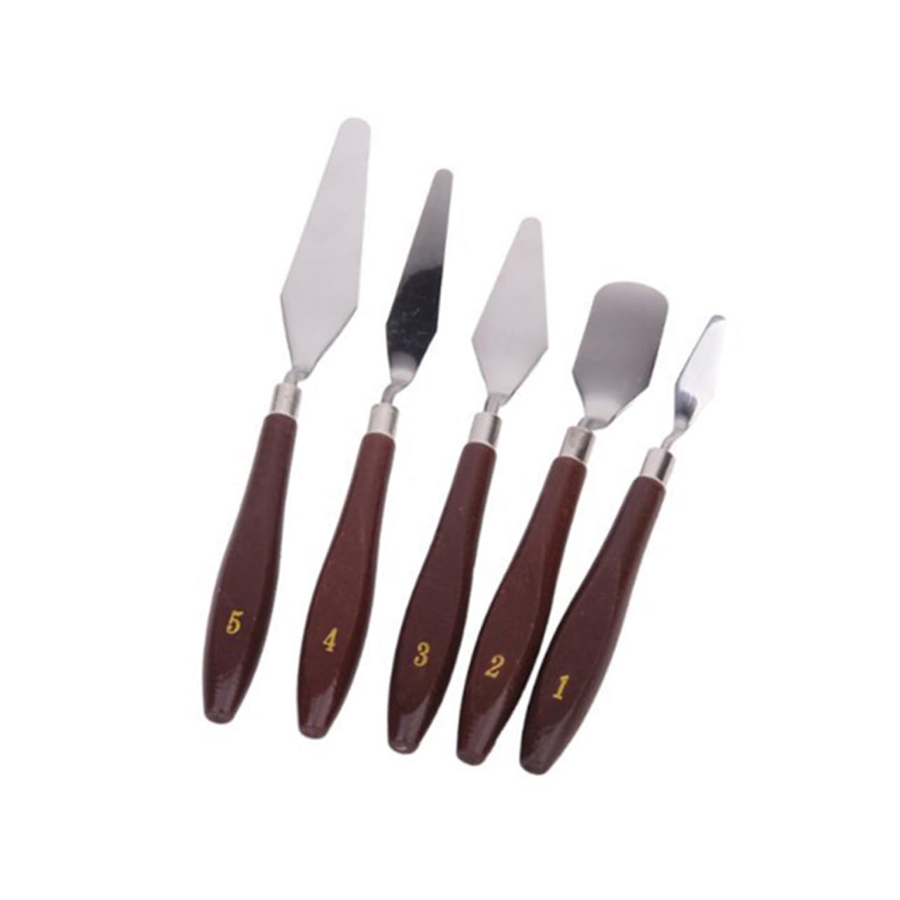 Operitacx 5pcs Oil Painting Knives Palette Spatula Set Stainless Steel Wooden Handle