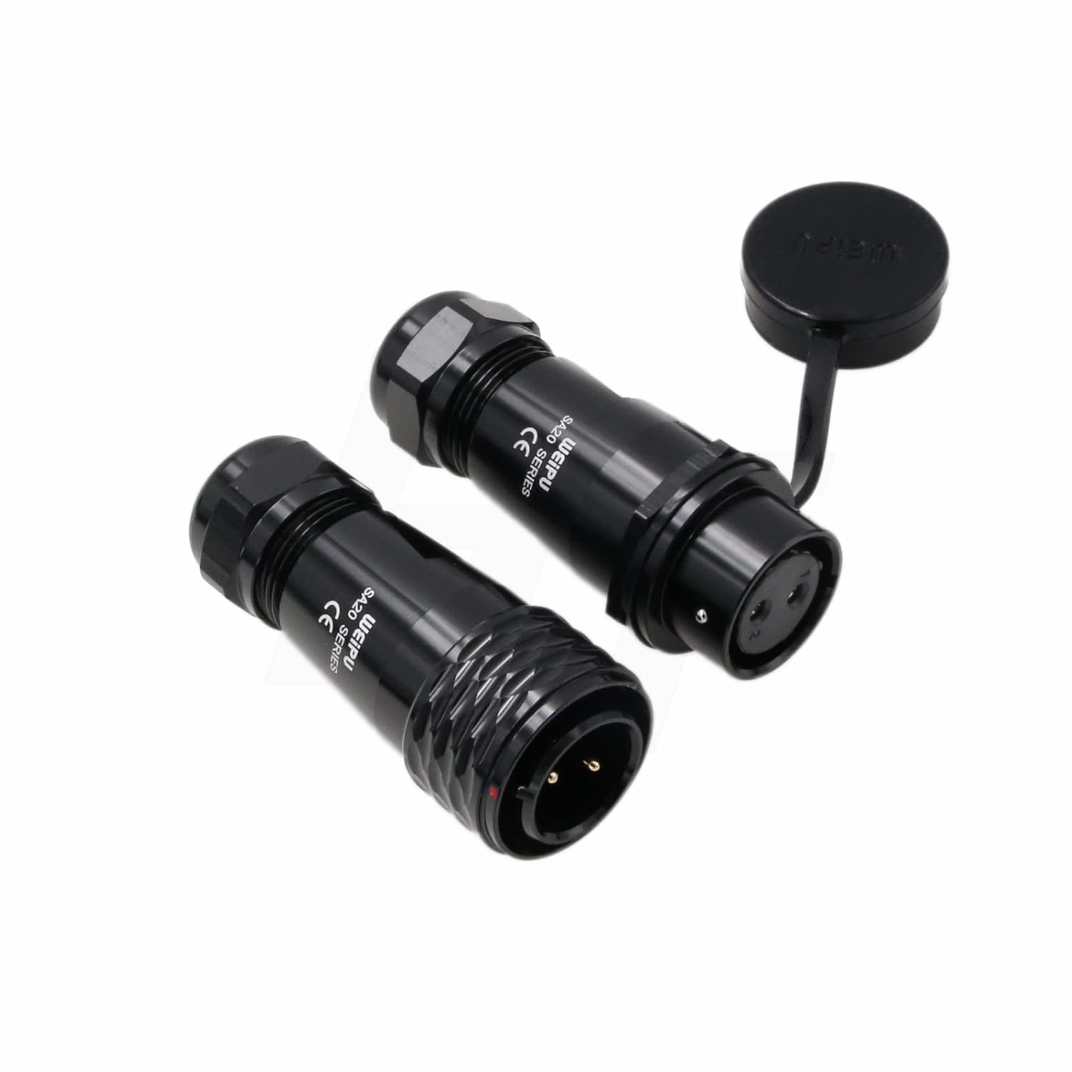 SA20 2 Pin 25A Output Power Cable Connector Black Aviation Circular Waterproof Male Female Cable Plug for BLUETTI