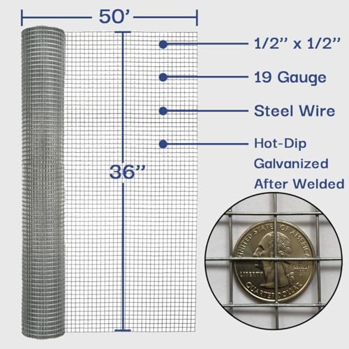 Salmut 19 GAUGE 36INCH X 50FOOT Hardware Cloth 1/2 Inch X 3 Ft. X 50 Ft. 19-Gauge thumb #1