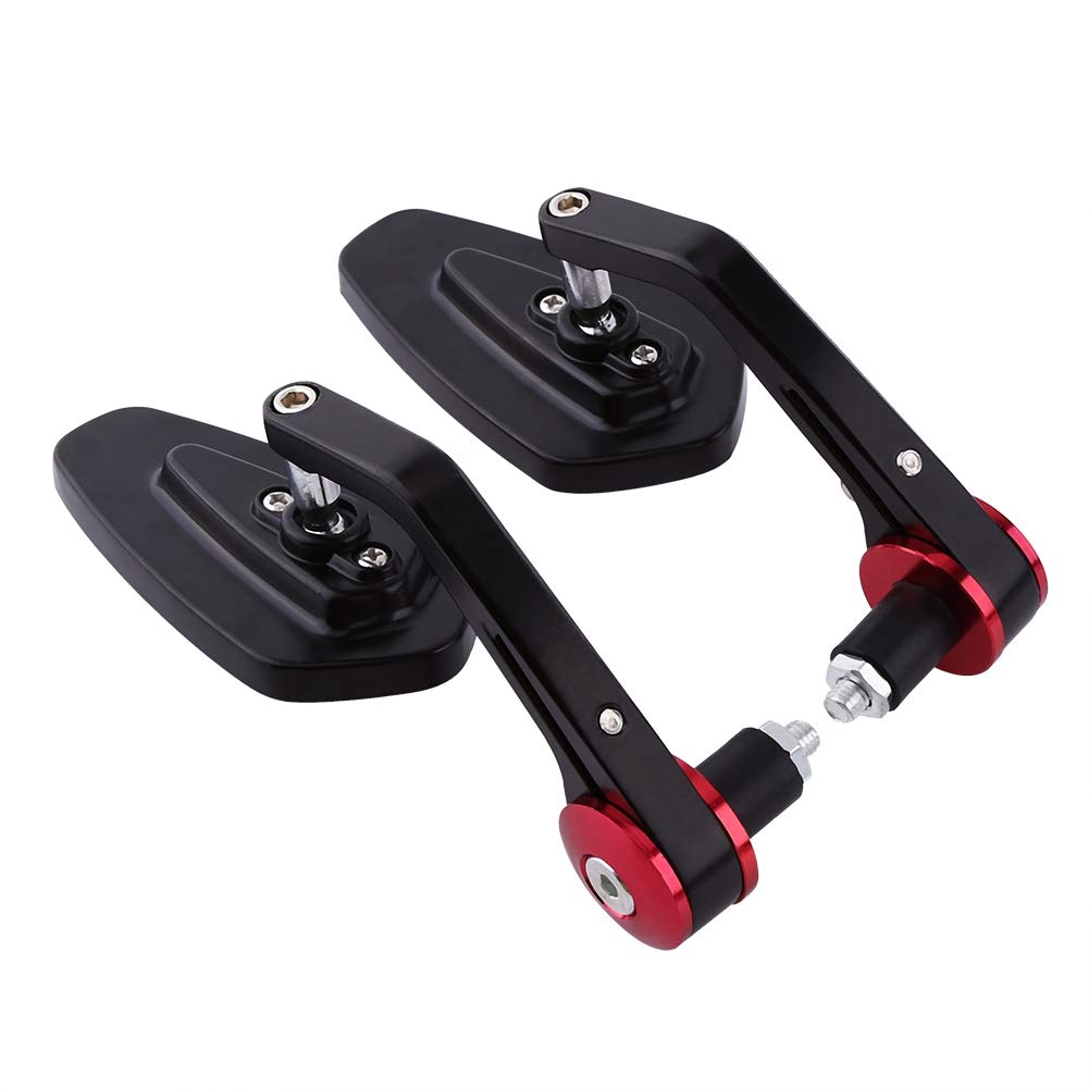 Espejos retrovisores, motocicleta de aluminio universal, espejos laterales retrovisores traseros con extremo de barra de mango de 7/8 pulgadas(rojo)