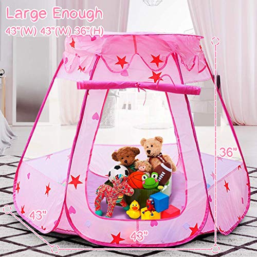 Wilhunter Baby Ball Pit for Toddler with 50 Balls, Kids Pop Up Play Tent for Girls, Princess Toys for Children Indoor & Outdoor Playhouse with Carry Bag (Ball Pit with 50 Balls)