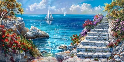 Broderie Diamant Paysage Mer 40x90cm contre le Stress : Activité Relaxante Adultes
