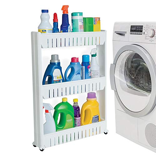 Ideaworks Slide Out Storage Tower White, 3-Tier, 4.4"D X 9.5"W X 21.8"H #TOP3