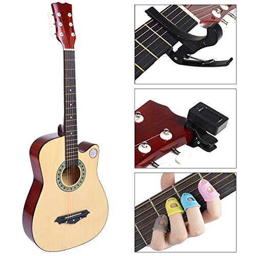 Guitare acoustique 38 pouces Full Size Folk Pop Guitar Set, guitare acoustique traditionnelle en bois avec 6 cordes, ensemble complet de guitare acoustique pour adolescents adultes avec tuner Capo - Les Beatles, Paul McCartney, John Lennon, RIngo Starr, George Harrison Guitare acoustique 38 pouces Full Size Folk Pop Guitar Set, guitare acoustique traditionnelle en bois avec 6 cordes, ensemble complet de guitare acoustique pour adolescents adultes avec tuner Capo – Image 4