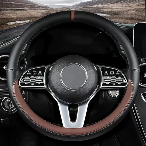 Custom fit for Mazda Car Steering Wheel Cover Nappa Leather Non-Slip Steering Wheel Cover Designed for Mazd-a Interior Accessories (Brown for Mazda)